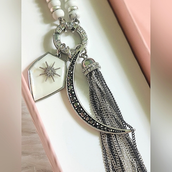 Bomb Party Jewelry - NWT Bomb Party 'Under the Moon & Stars' Howlite & Pearl 30" Pendant Necklace